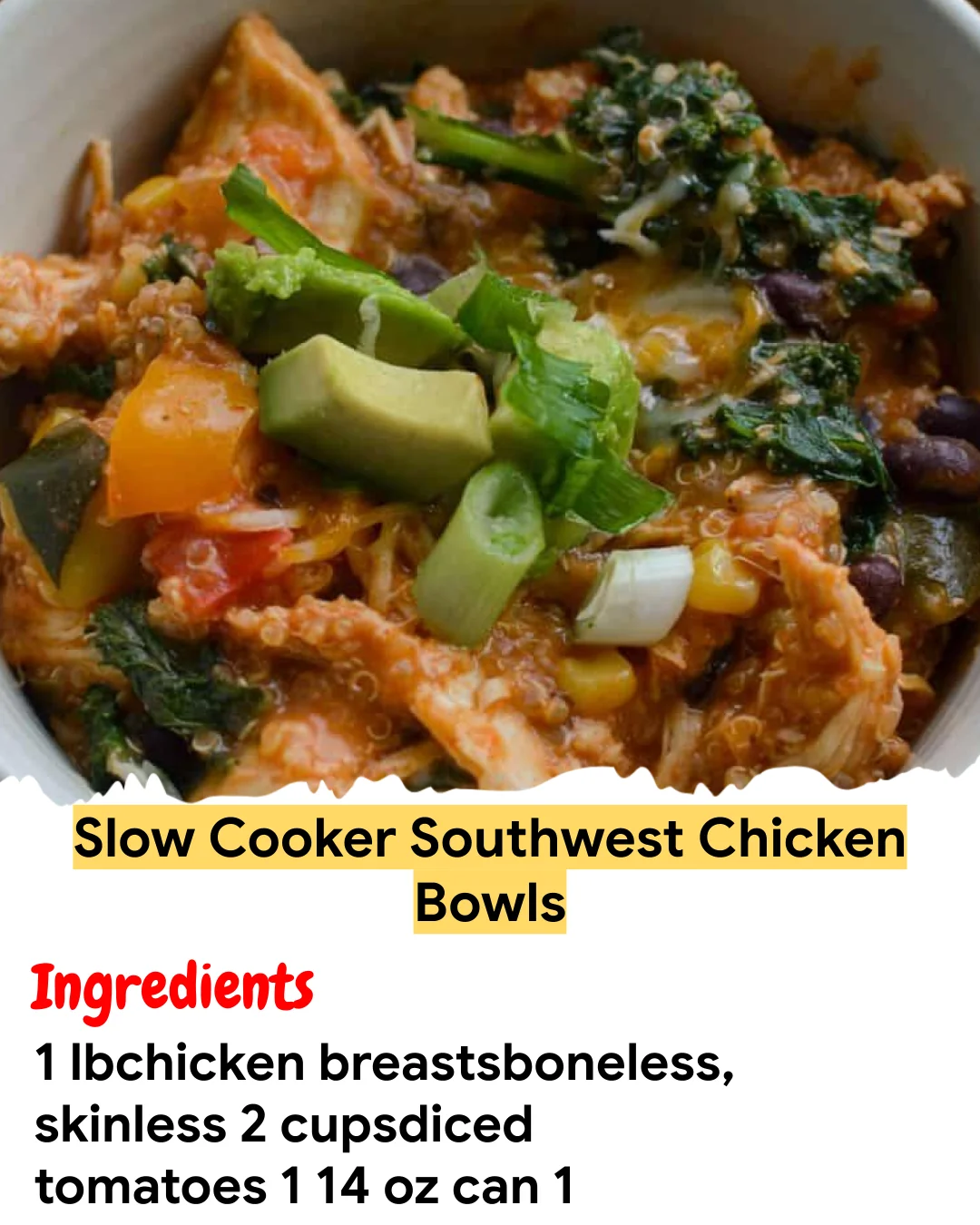 Meal Prep Recipe Slow Cooker Southwest Chicken Bowls