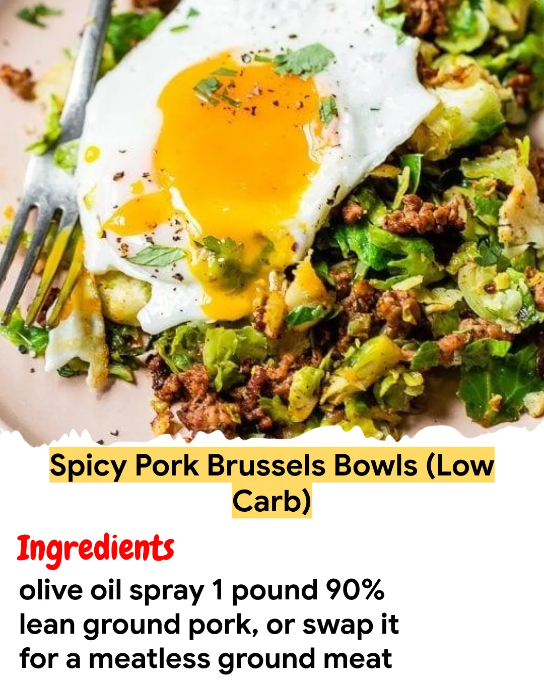 Meal Prep Recipe Spicy Pork Brussels Bowls (Low Carb)