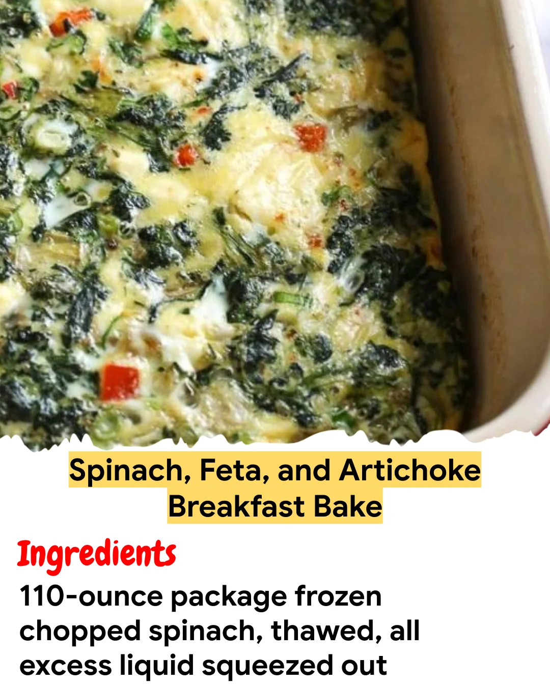 Meal Prep Recipe Spinach, Feta, and Artichoke Breakfast Bake