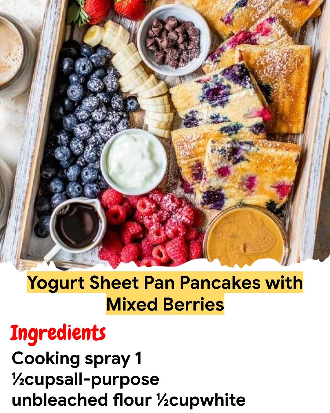 Meal Prep Recipe Yogurt Sheet Pan Pancakes with Mixed Berries